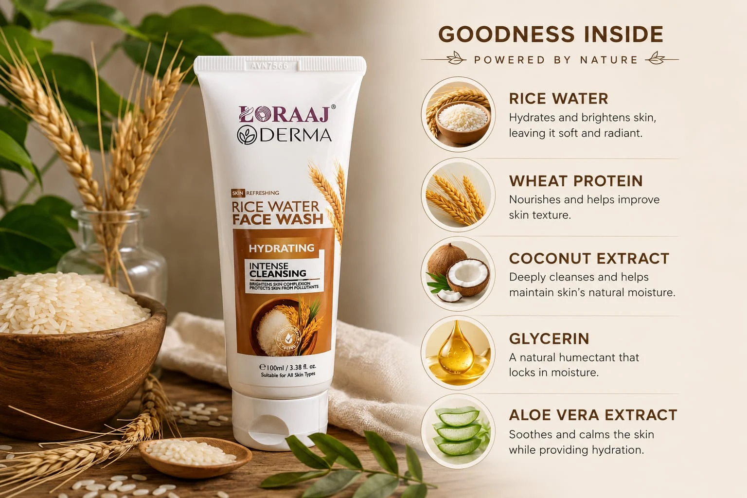 LORAAJ DERMA Loraaj Derma Ricewater Face Wash 100ml