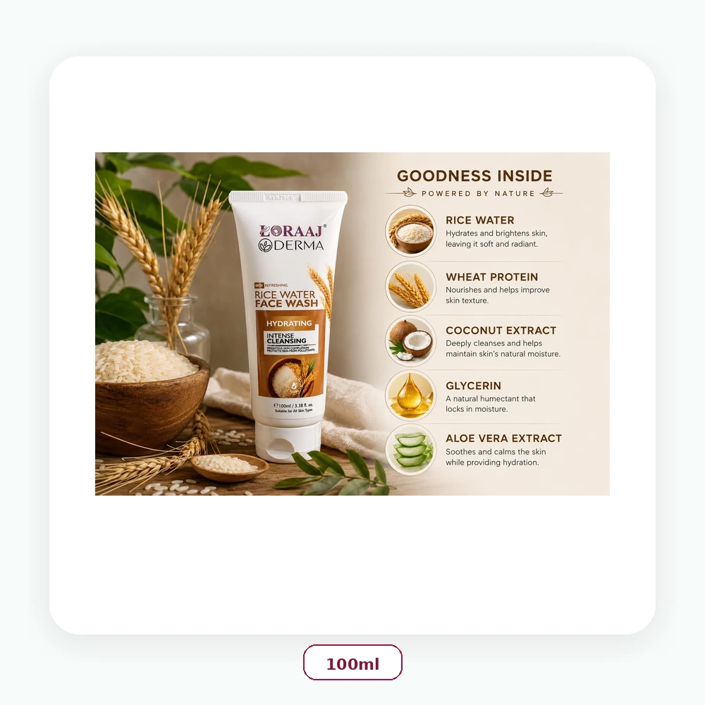 Loraaj Derma Ricewater Face Wash 100ml - 100ml